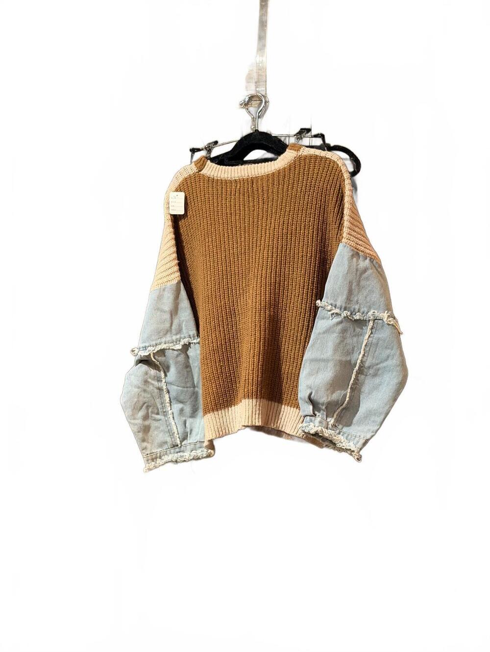 Women's knit and denim sweater